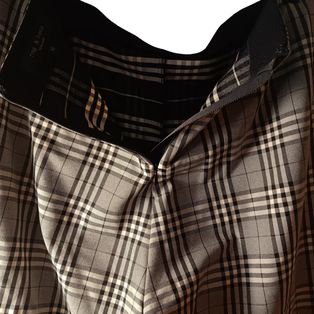 rag & bone Black and Gray Plaid Straight Leg Pants - Picture 6 of 7